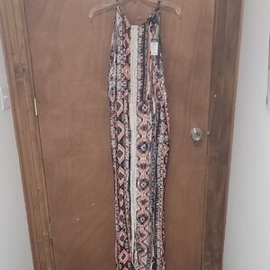 Rue21 Black and Orange Patterned Maxi Dress